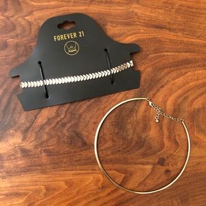 Forever 21 Gold Chokers Necklace Pack Of 2 NEW